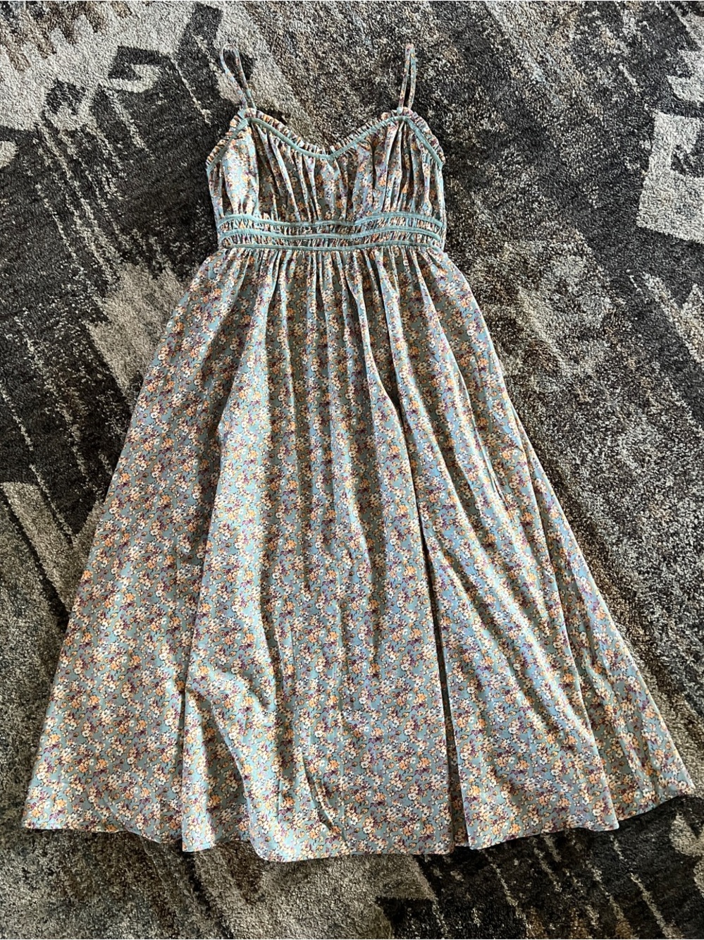 Wishlist Blue Floral Midi Dress with Spaghetti Straps